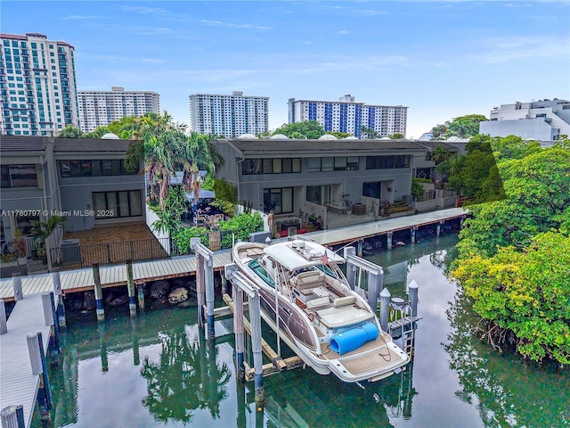 311 Poinciana Dr Unit 801, Sunny Isles Beach, FL 33160 - view of dock with a water view and a city view