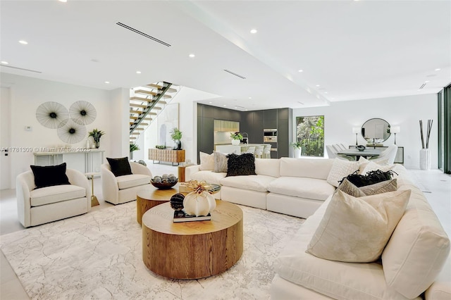 2851 W Trade Ave, Miami, FL 33133 - living area featuring recessed lighting and stairs