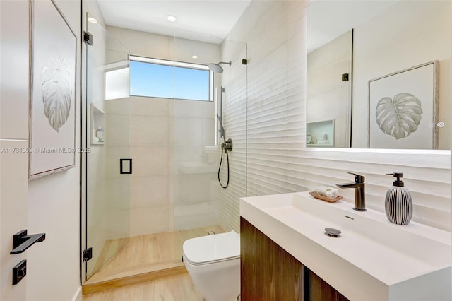 2851 W Trade Ave, Miami, FL 33133 - bathroom with toilet, a stall shower, and vanity