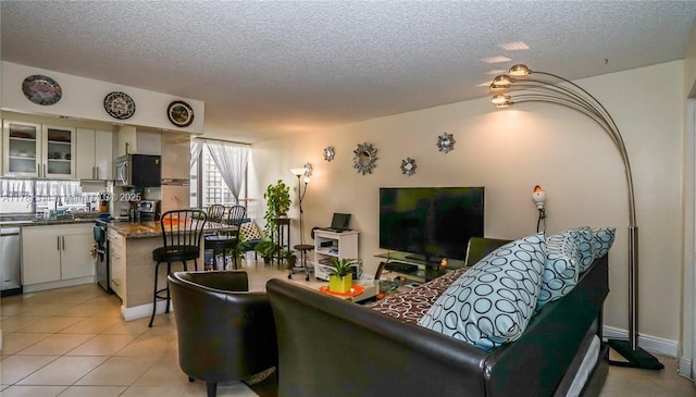 17011 N Bay Rd Unit 701, Sunny Isles Beach, FL 33160 - living area with light tile patterned floors and a textured ceiling