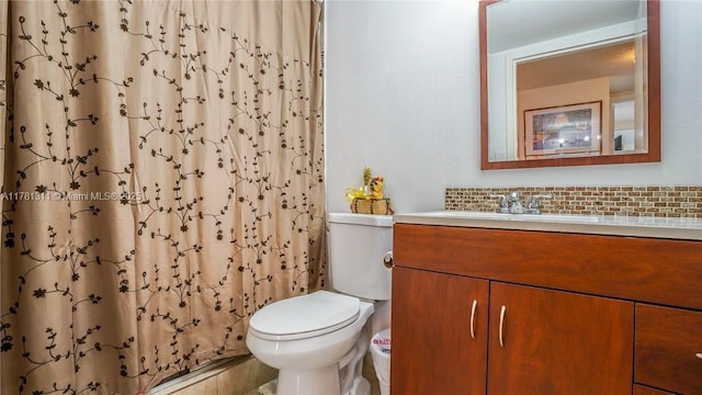17011 N Bay Rd Unit 701, Sunny Isles Beach, FL 33160 - full bath featuring tasteful backsplash, toilet, a shower with shower curtain, and vanity