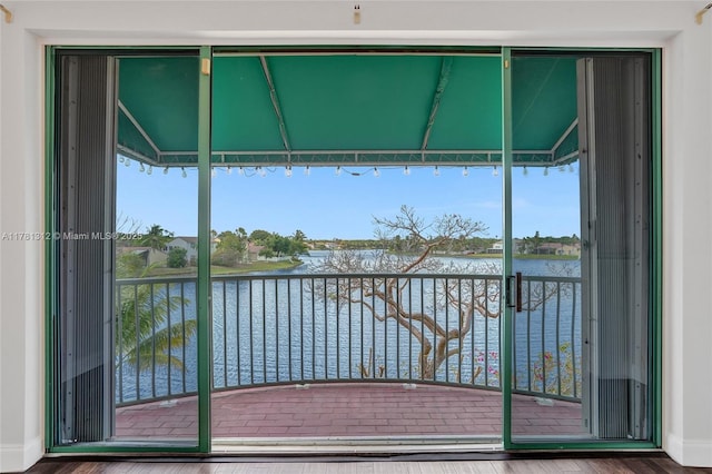 exterior space featuring a water view