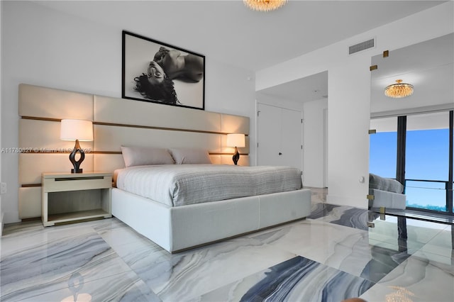 788 NE 23rd St Unit 1001, Miami, FL 33137 - bedroom with marble tiled floors