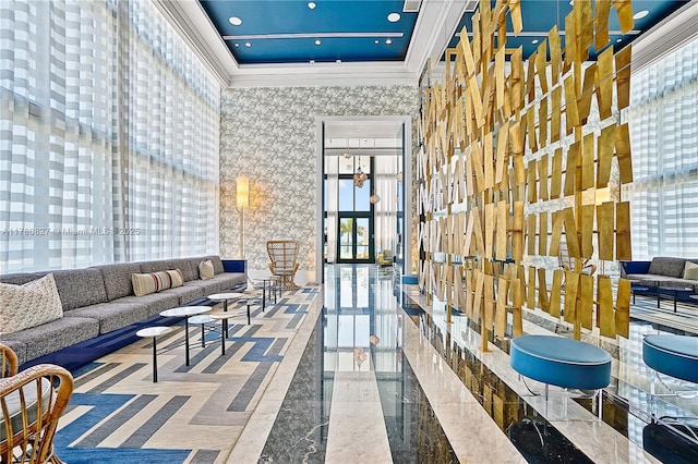 788 NE 23rd St Unit 1001, Miami, FL 33137 - building lobby with ornamental molding and a towering ceiling