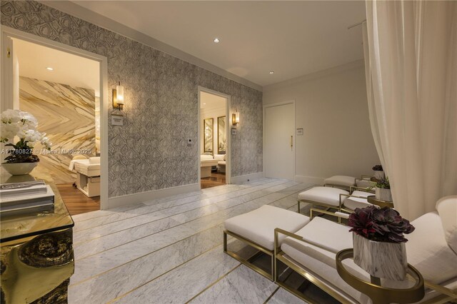 788 NE 23rd St Unit 1001, Miami, FL 33137 - sitting room with ornamental molding and recessed lighting