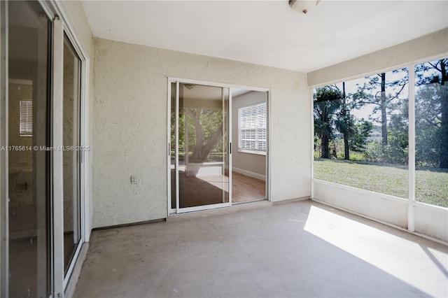 view of unfurnished sunroom