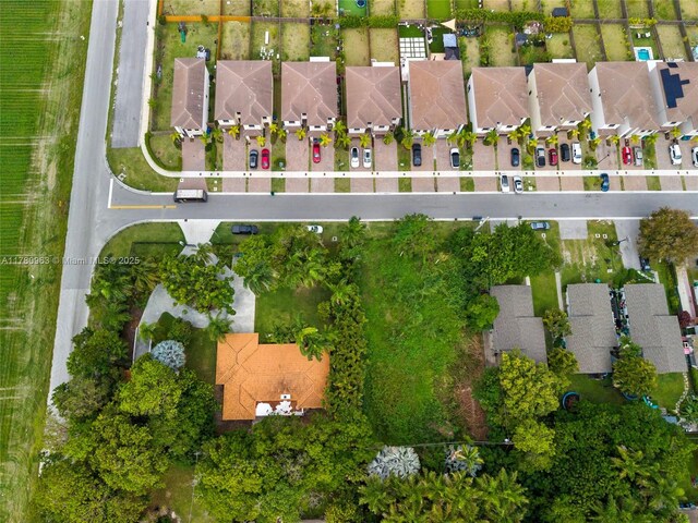 birds eye view of property with a residential view