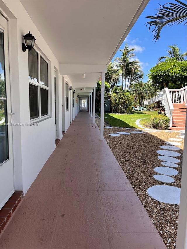 view of patio / terrace with stairs