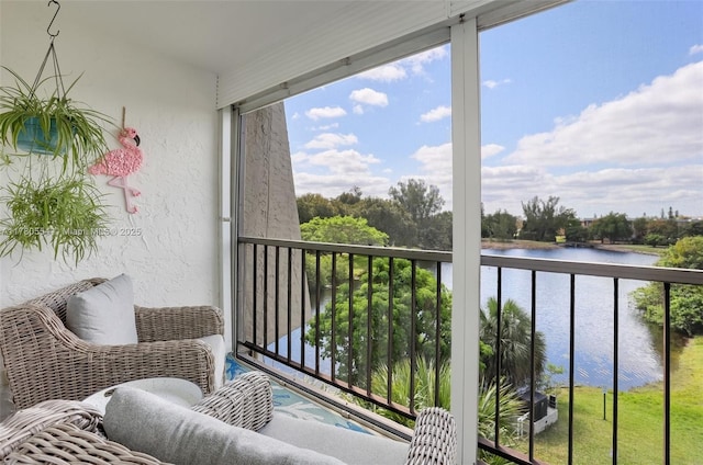 balcony with a water view