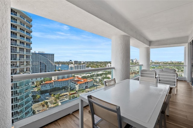 balcony with a view of city