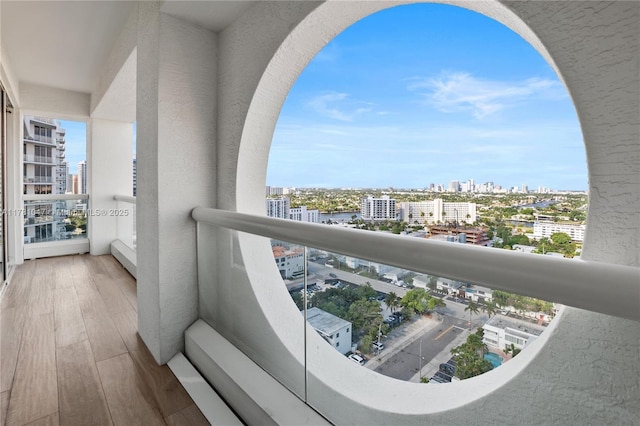 balcony featuring a view of city