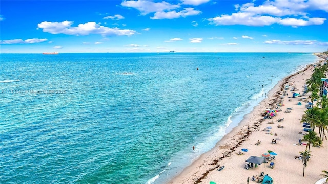 property view of water with a beach view