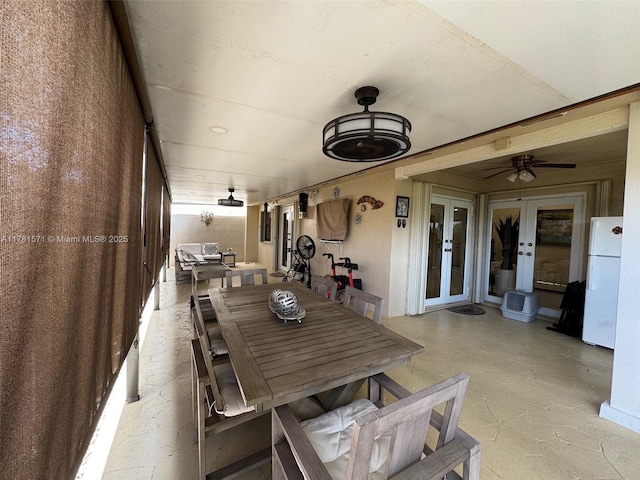 17012 NW 66th Ct, Hialeah, FL 33015 - interior space featuring french doors, outdoor dining space, and ceiling fan