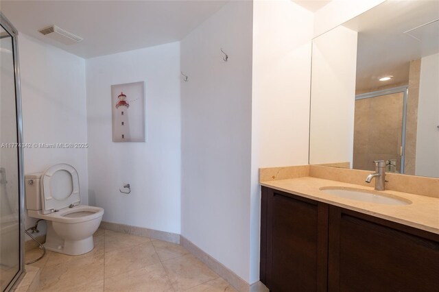 250 Sunny Isles Blvd Unit 3-805, Sunny Isles Beach, FL 33160 - bathroom with vanity, a stall shower, and tile patterned flooring