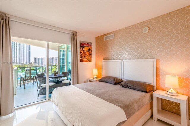 250 Sunny Isles Blvd Unit 3-805, Sunny Isles Beach, FL 33160 - bedroom featuring wallpapered walls, access to outside, and a view of city