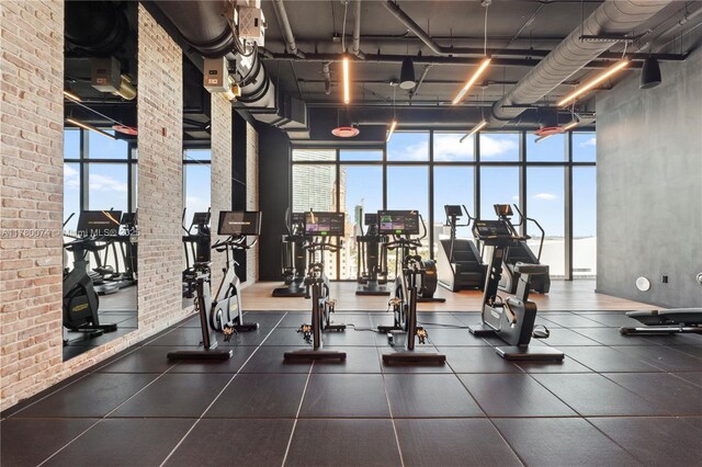398 NE 5th St Unit 2119, Miami, FL 33132 - workout area with floor to ceiling windows and a wealth of natural light