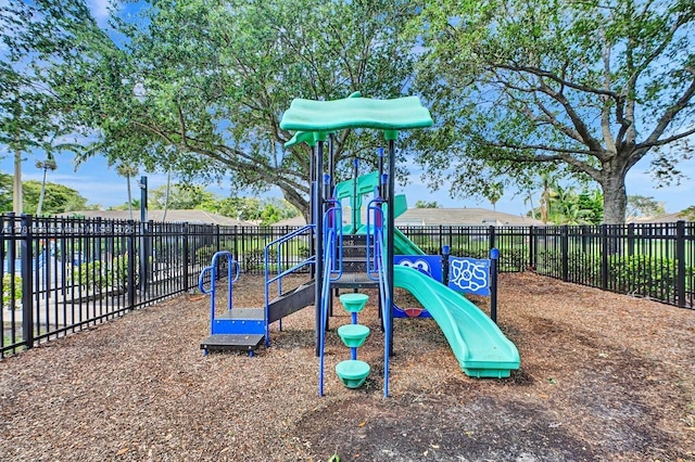 community jungle gym with fence