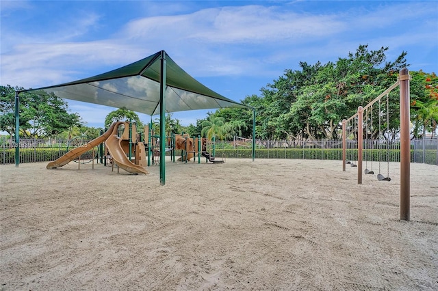 communal playground with fence