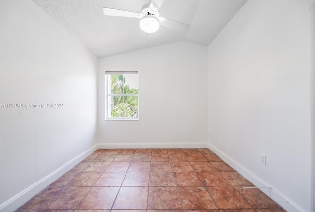 1551 Seagrape Way, Hollywood, FL 33019 - unfurnished room featuring baseboards, ceiling fan, and vaulted ceiling