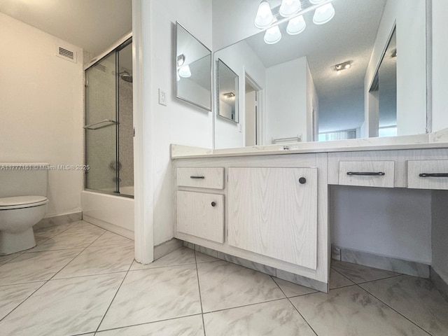 3800 S Ocean Dr Unit 1114, Hollywood, FL 33019 - bathroom featuring shower / bath combination with glass door, marble look tile flooring, and vanity