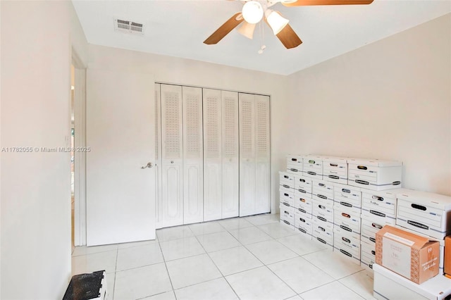861 NW 79th Ter, Plantation, FL 33324 - interior space with a closet, light tile patterned flooring, a ceiling fan, and visible vents