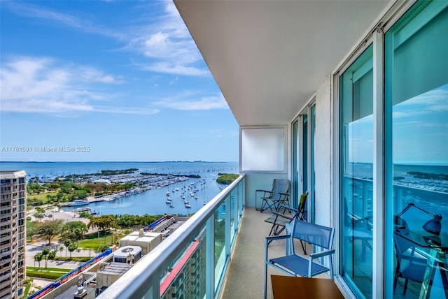 balcony with a water view
