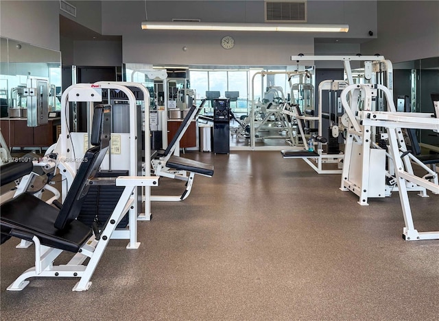 exercise room with visible vents