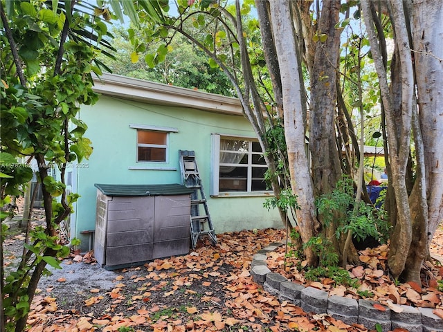 exterior space featuring stucco siding