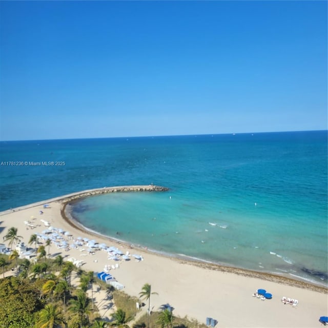 view of water feature featuring a beach view