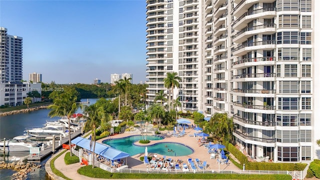 3530 Mystic Pointe Dr Unit 408, Aventura, FL 33180 - view of building exterior featuring a water view and a view of city