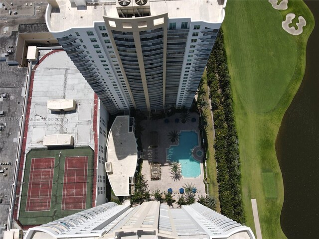 1755 E Hallandale Beach Blvd Unit 1608E, Hallandale Beach, FL 33009 - drone / aerial view of a pool area