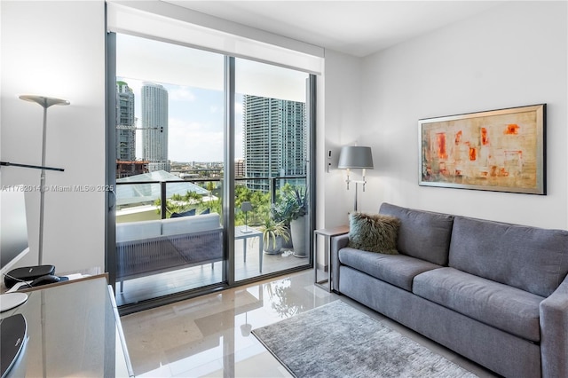 68 SE 6th St Unit 810, Miami, FL 33131 - living area with plenty of natural light and a city view
