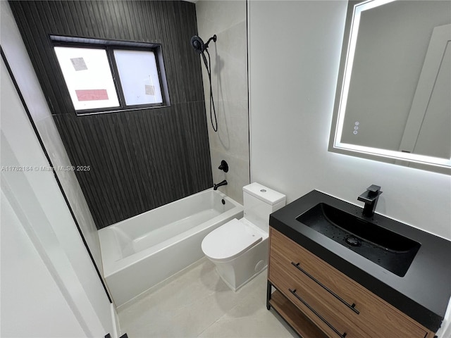 full bathroom featuring tile patterned floors, vanity, toilet, and shower / bathing tub combination