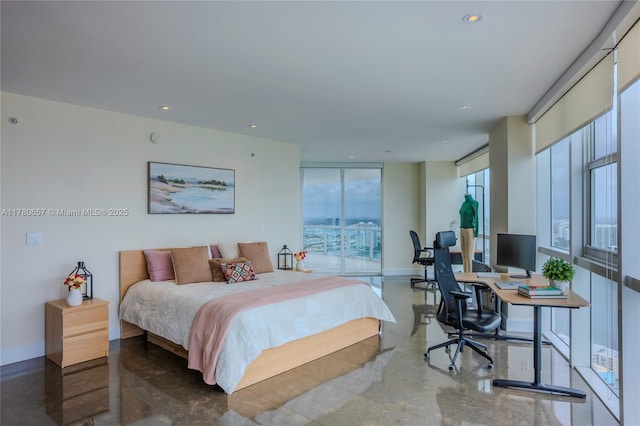 bedroom with baseboards and recessed lighting