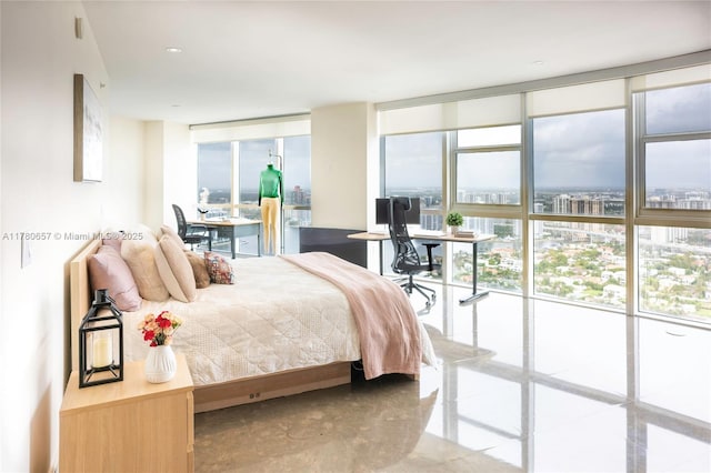 bedroom with expansive windows
