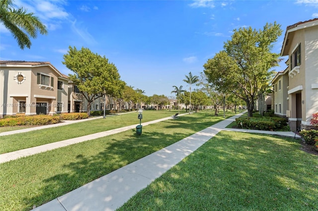 view of property's community with a yard and a residential view