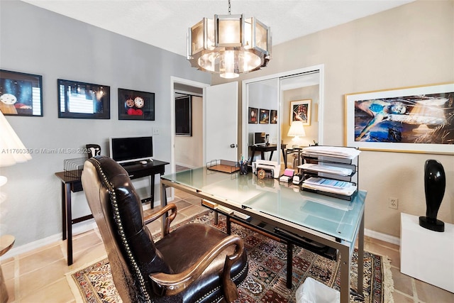 1414 Ferdinand St, Coral Gables, FL 33134 - office space featuring a chandelier, tile patterned floors, and baseboards