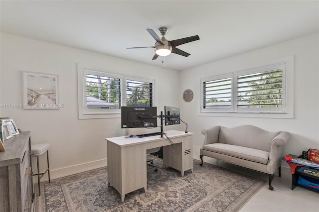 8360 SW 148th Dr, Palmetto Bay, FL 33158 - home office featuring ceiling fan and baseboards