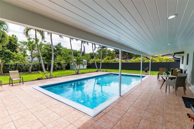 8360 SW 148th Dr, Palmetto Bay, FL 33158 - view of swimming pool with a fenced in pool, a patio, a yard, and a fenced backyard