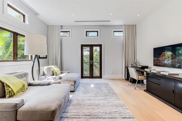 555 Arvida Pkwy, Coral Gables, FL 33156 - living area featuring french doors, recessed lighting, and light wood-style floors