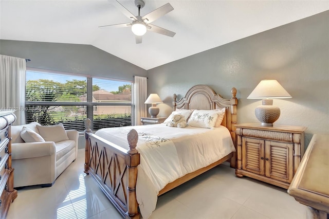 1237 NW 52nd Way, Deerfield Beach, FL 33442 - bedroom with light tile patterned floors, a ceiling fan, and lofted ceiling