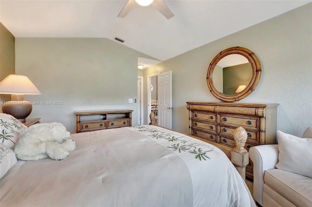 1237 NW 52nd Way, Deerfield Beach, FL 33442 - bedroom with visible vents, vaulted ceiling, and ceiling fan