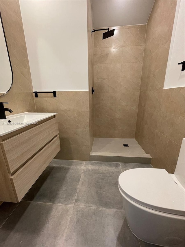 2735-2737 SW 2nd St, Miami, FL 33135 - full bathroom with toilet, tile walls, tiled shower, and vanity