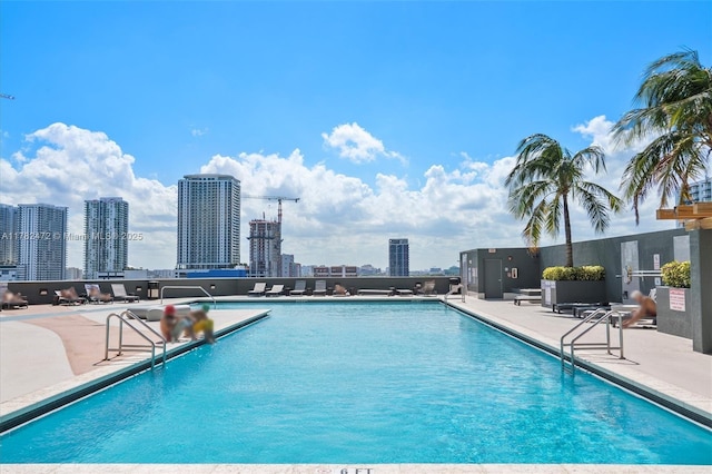 1750 N Bayshore Dr Unit 3106, Miami, FL 33132 - community pool with a skyline view and a patio