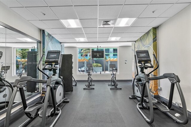 1750 N Bayshore Dr Unit 3106, Miami, FL 33132 - gym featuring a paneled ceiling