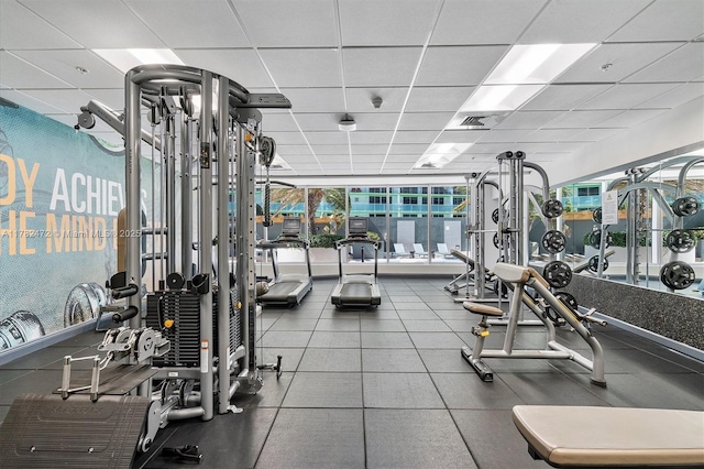 1750 N Bayshore Dr Unit 3106, Miami, FL 33132 - exercise room with a drop ceiling
