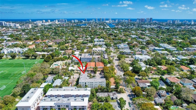 609 NE 13th Ave Unit 301, Fort Lauderdale, FL 33304 - birds eye view of property featuring a city view