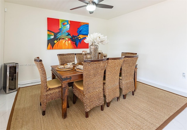 10572 W 35th Way, Hialeah, FL 33018 - dining space with a ceiling fan and baseboards