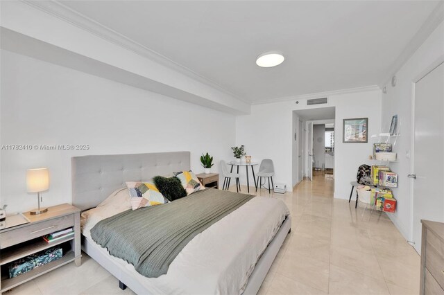 1850 S Ocean Dr Unit 1709, Hallandale Beach, FL 33009 - bedroom featuring visible vents and crown molding