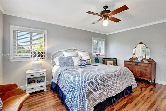 1780 SW 51st Ter, Plantation, FL 33317 - bedroom featuring wood finished floors, ornamental molding, baseboards, and ceiling fan